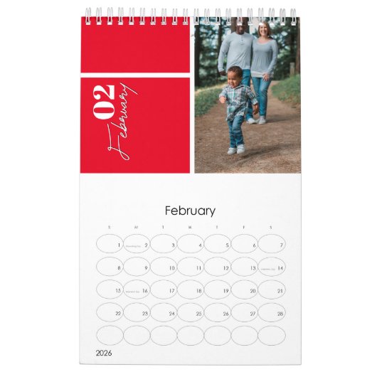 Moderne Grijze douane multi-fotorebratie C Kalender (Feb 2026)