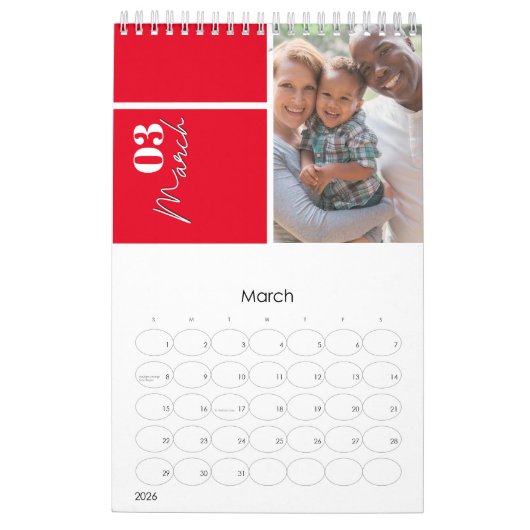 Moderne Grijze douane multi-fotorebratie C Kalender (Mar 2026)