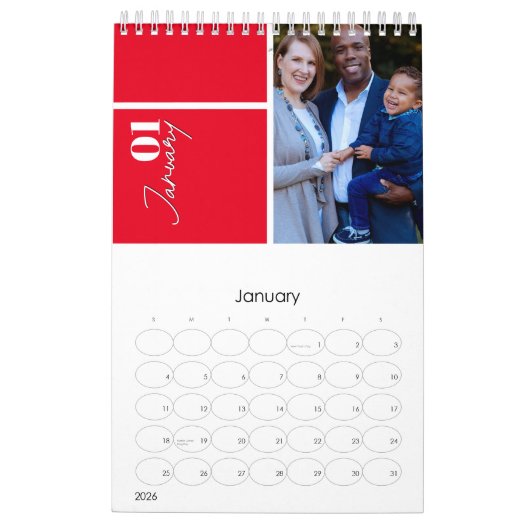 Moderne Grijze douane multi-fotorebratie C Kalender (Jan 2026)