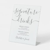 Moderne Grijze Drinken voor bruiloft in script Reclamebord Met Voetstuk (Voorkant)