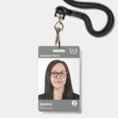 Moderne Grijze Druk Aangepaste Collectieve ID Mede Badge (Voorkant met koord)