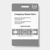 Moderne Grijze Druk Aangepaste Collectieve ID Mede Badge (Achterkant)