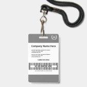 Moderne Grijze Druk Aangepaste Collectieve ID Mede Badge (Achterkant met koord)