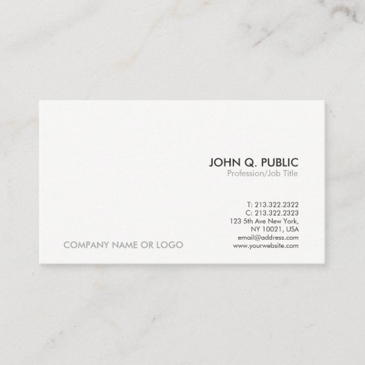 Moderne, grijze, eenvoudige elegant visitekaartje (Voorkant)