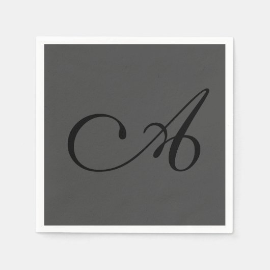 Moderne grijze eenvoudige monogram Jouw naam Initi Servet (Voorkant)