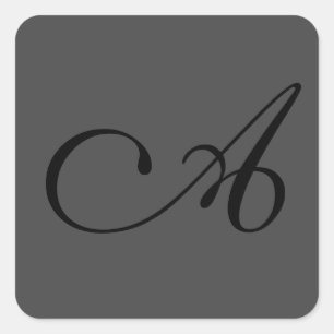 Moderne grijze eenvoudige monogram Jouw naam Initi Vierkante Sticker