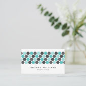 Moderne grijze en aqua blue hexagon grens visitekaartje (Staand voorkant)