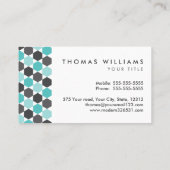 Moderne grijze en aqua blue hexagon grens visitekaartje (Achterkant)