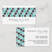 Moderne grijze en aqua blue hexagon grens visitekaartje (Voorkant / Achterkant)