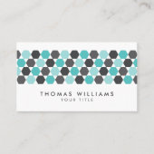 Moderne grijze en aqua blue hexagon grens visitekaartje (Voorkant)