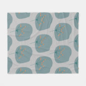 Moderne grijze en blauwe Abstracte Floral Fleece Deken (Voorkant (Horizontaal))