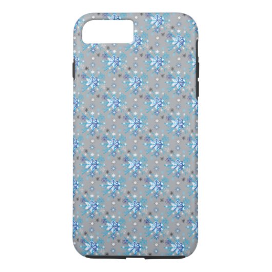 Moderne grijze en blauwe sneeuwvlokken Case-Mate iPhone case (Achterkant)