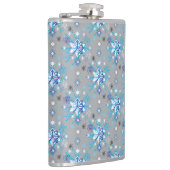 Moderne grijze en blauwe sneeuwvlokken heupfles (Rechts)