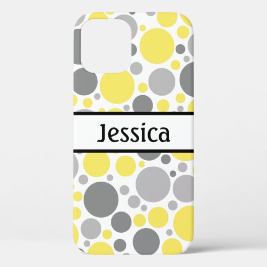 Moderne grijze en gele bellen op maat Case-Mate iPhone case (Achterkant)