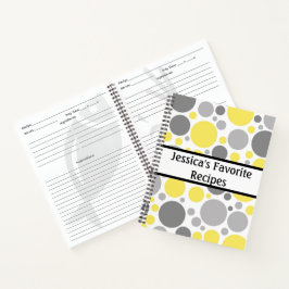 Moderne grijze en gele bubbels Aangepast recept Notitieboek