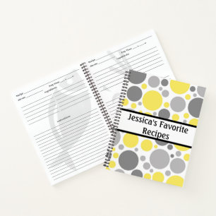 Moderne grijze en gele bubbels Aangepast recept Notitieboek