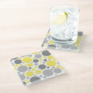 Moderne grijze en gele bubbels glazen onderzetter