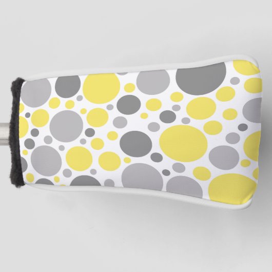 Moderne grijze en gele bubbels golfheadcover (Voorkant)