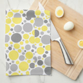 Moderne grijze en gele bubbels theedoek (Quarter Fold)