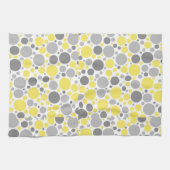 Moderne grijze en gele bubbels theedoek (Horizontaal)