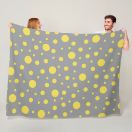Moderne grijze en gele stippen fleece deken