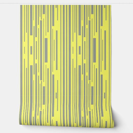 Moderne grijze en gele strepen patroon behang (Afrollen)