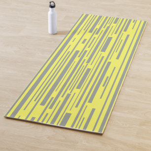 Moderne grijze en gele strepen patroon yogamat
