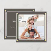 Moderne grijze en gele vakantie fotokaart feestdagenkaart (Voorkant / Achterkant)