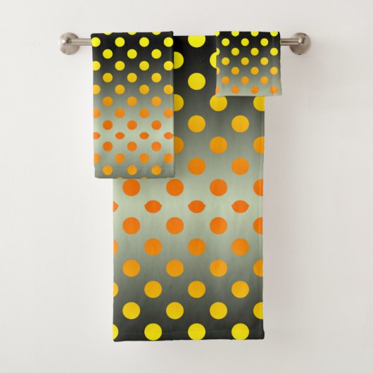 Moderne grijze en gele verloop polka stip badhandd bad handdoek (Insitu)