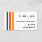 Moderne grijze en oranje retro strepen stijlvol wi visitekaartje (Achterkant)