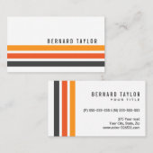 Moderne grijze en oranje retro strepen stijlvol wi visitekaartje (Voorkant / Achterkant)