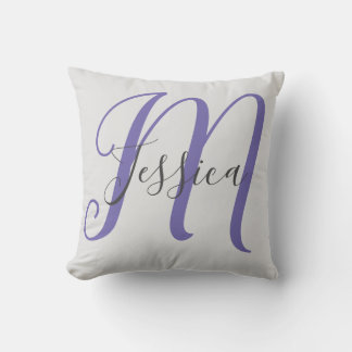 Moderne grijze en Paarse monogram Kussen