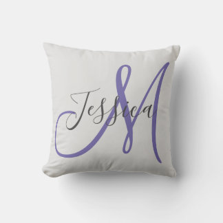 Moderne grijze en Paarse monogram Kussen