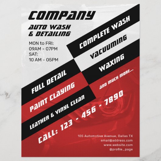 Moderne grijze en rode autoflyer flyer (Achterkant)