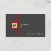 Moderne grijze en rode monogram Visitekaartje (Achterkant)
