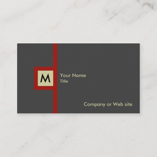 Moderne grijze en rode monogram Visitekaartje