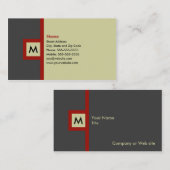 Moderne grijze en rode monogram Visitekaartje (Voorkant / Achterkant)