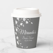 Moderne grijze en witte bloemachtige bruidsdouche