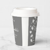 Moderne grijze en witte bloemachtige bruidsuitnodi papieren bekers (Rechts)