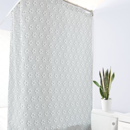 Moderne grijze en witte bloemen op lichtgrijs douchegordijn