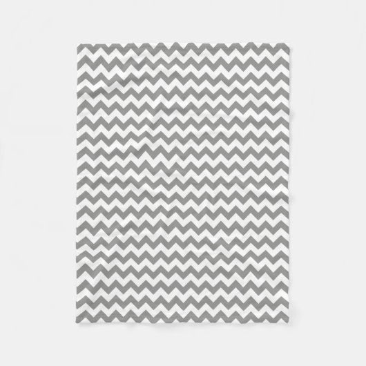 Moderne grijze en witte Chevron Zigzag Fleece Deken (Voorkant)