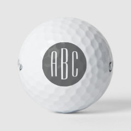 Moderne grijze en witte drieletter monogram golfballen