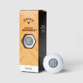 Moderne grijze en witte drieletter monogram golfballen (Verpakking)