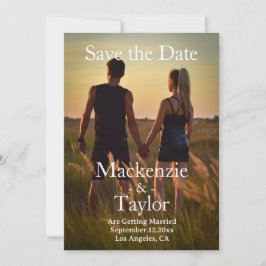 Moderne grijze en witte foto save the date kaart