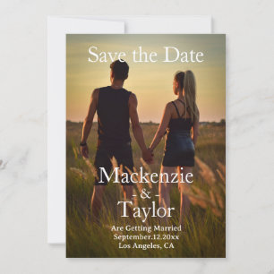 Moderne grijze en witte foto save the date kaart