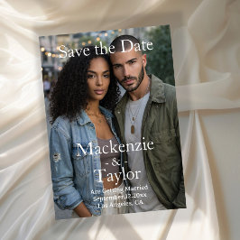 Moderne grijze en witte foto save the date kaart