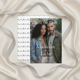 Moderne grijze en witte foto save the date kaart
