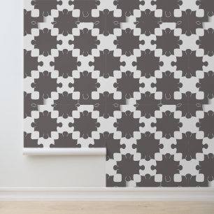 Moderne Grijze en Witte Jigsaw Puzzel Behang
