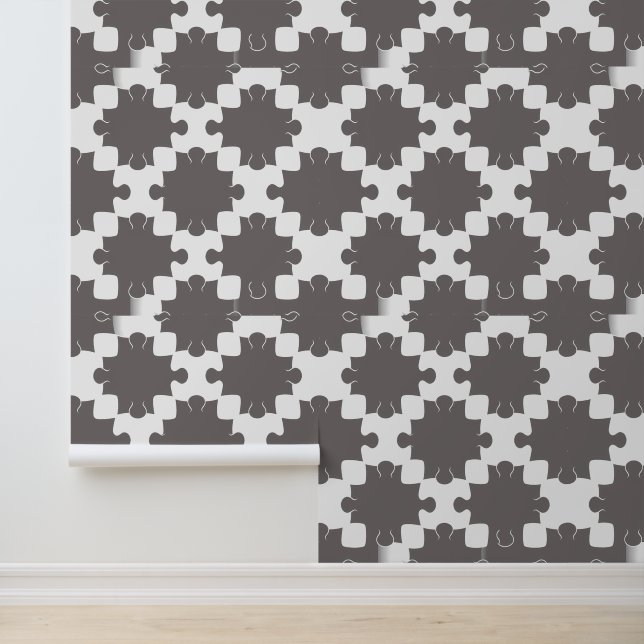 Moderne Grijze en Witte Jigsaw Puzzel Behang (Applicatie)