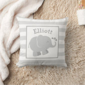 Moderne grijze en witte olifant monogram kussen (Deken)